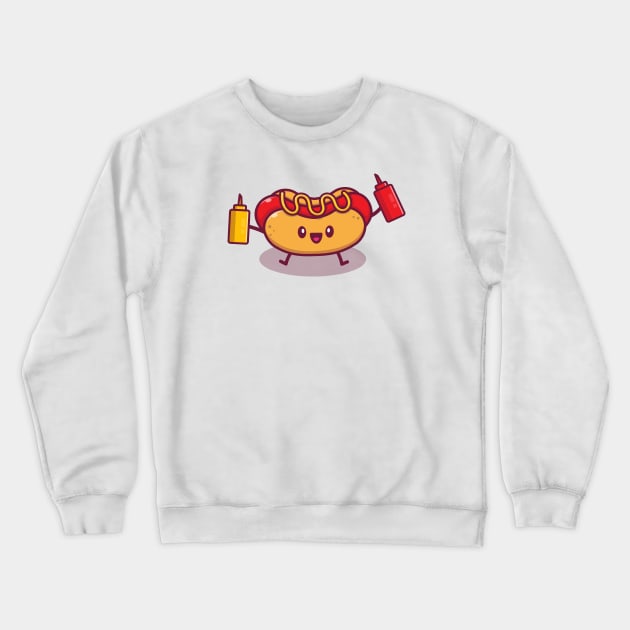 Cut Hot Dog Holding Mustard And Sauce Crewneck Sweatshirt by Catalyst Labs